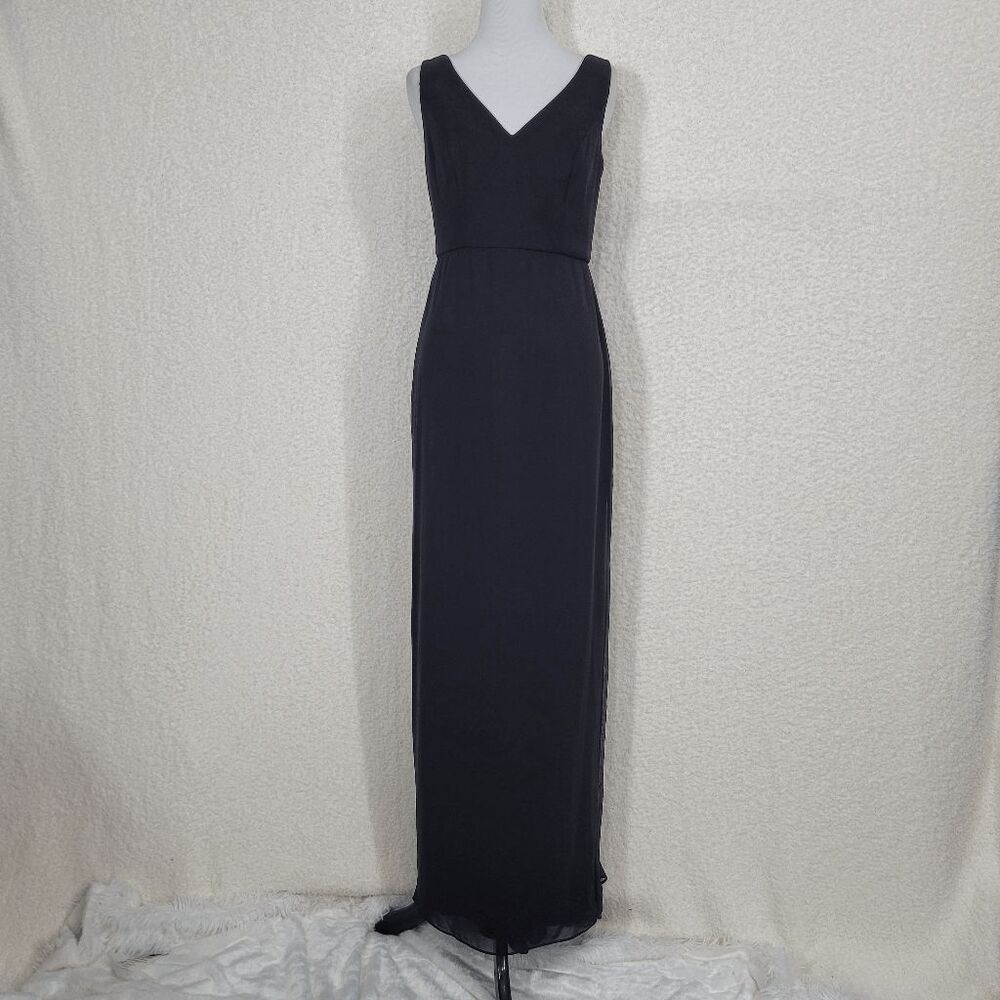Social Bridesmaids 8194 Black Lux Chiffon Sleeveless Tie Back Trumpet Gown 4r